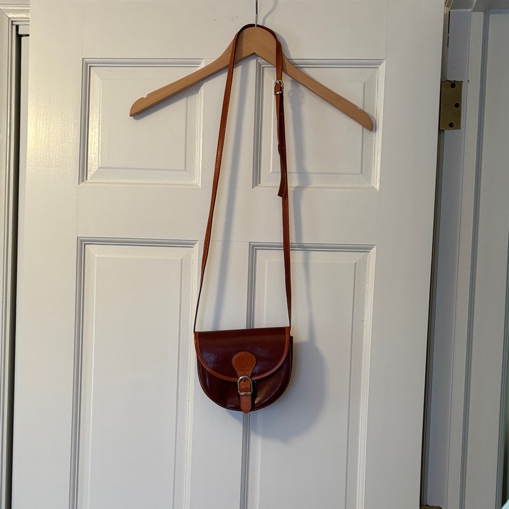 Vera Pelle Brown Leather Crossbody Bag